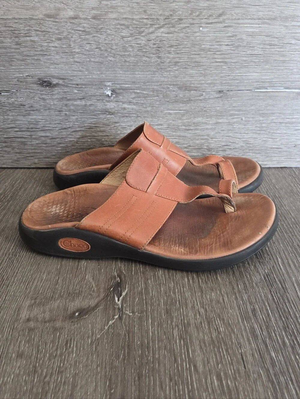 Chaco Leather Slide Sandals - Brown - Size 7